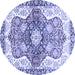 Round Abstract Blue Modern Rug, abs3294blu