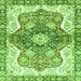 Square Machine Washable Abstract Green Modern Area Rugs, wshabs3294grn