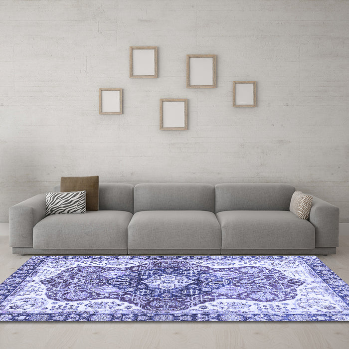 Machine Washable Abstract Blue Modern Rug in a Living Room, wshabs3294blu