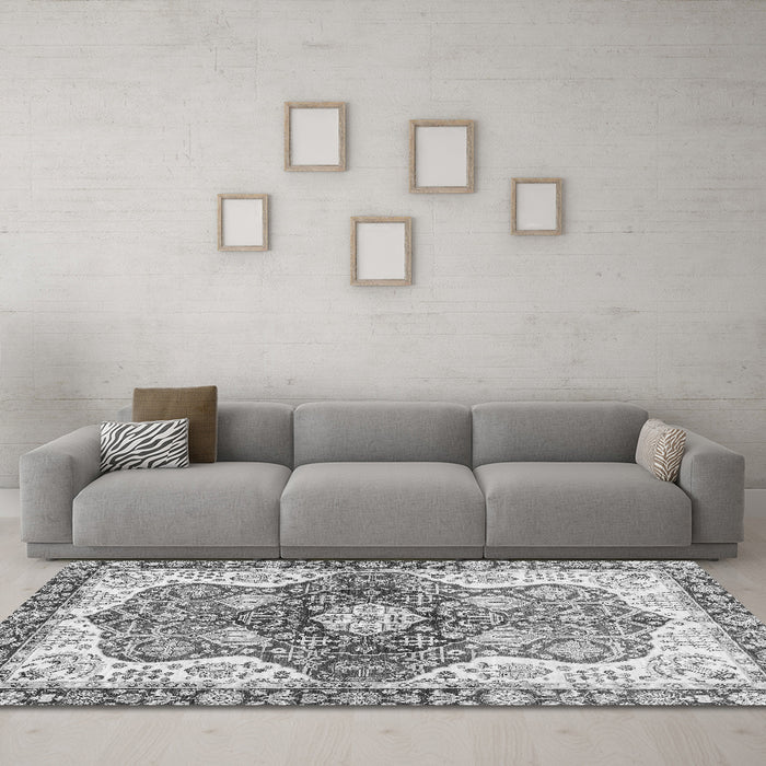 Machine Washable Abstract Gray Modern Rug in a Living Room,, wshabs3294gry