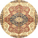 Round Machine Washable Abstract Red Rug, wshabs3294