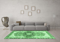 Machine Washable Abstract Emerald Green Modern Rug, wshabs3294emgrn