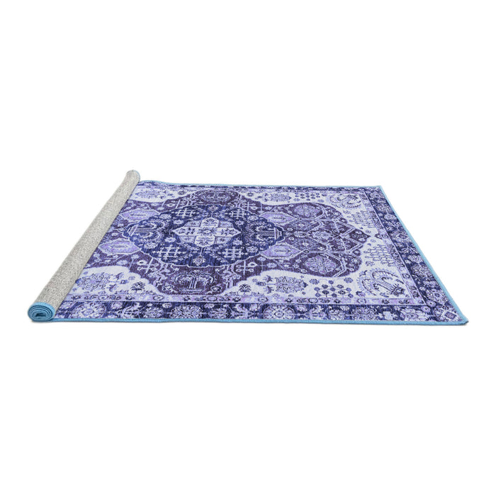 Sideview of Machine Washable Abstract Blue Modern Rug, wshabs3294blu
