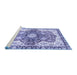 Sideview of Machine Washable Abstract Blue Modern Rug, wshabs3294blu