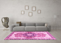 Machine Washable Abstract Pink Modern Rug, wshabs3294pnk