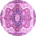 Round Abstract Purple Modern Rug, abs3294pur