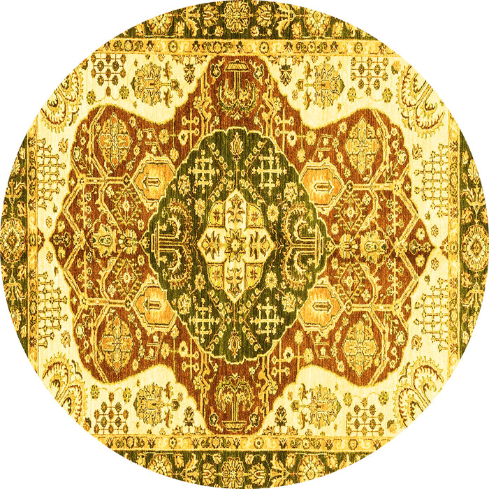 Round Abstract Yellow Modern Rug, abs3294yw