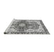 Sideview of Machine Washable Abstract Gray Modern Rug, wshabs3294gry