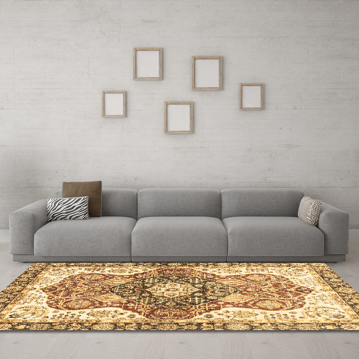 Machine Washable Abstract Brown Modern Rug in a Living Room,, wshabs3294brn