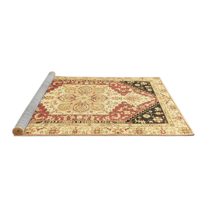 Sideview of Machine Washable Abstract Chocolate Brown Rug, wshabs3295