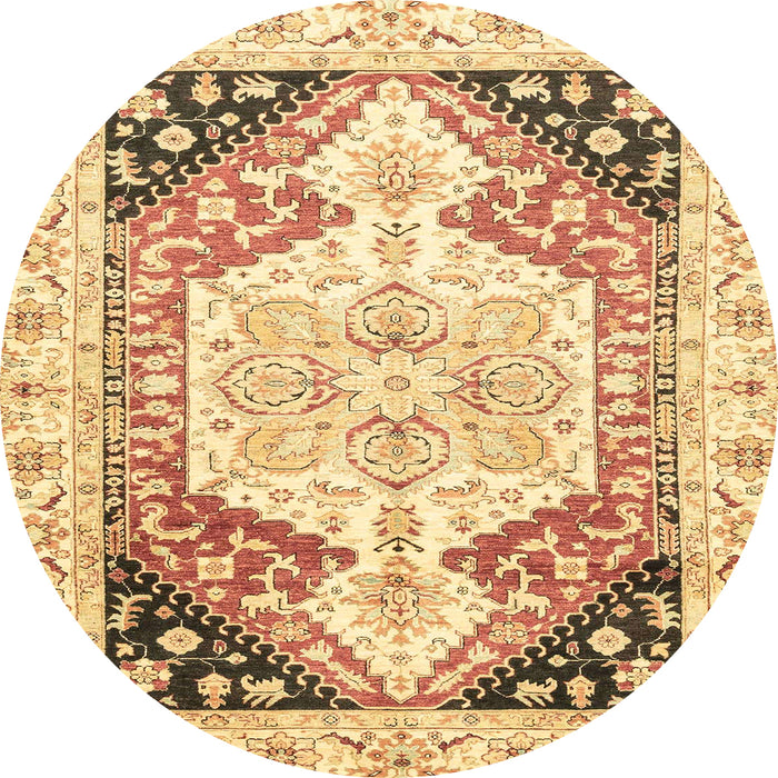 Round Abstract Chocolate Brown Modern Rug, abs3295