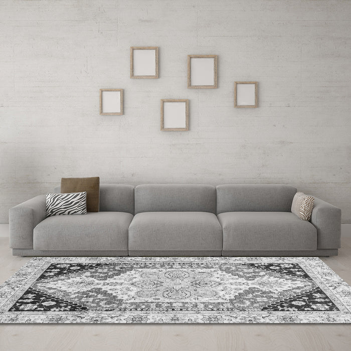 Machine Washable Abstract Gray Modern Rug in a Living Room,, wshabs3295gry