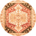 Round Machine Washable Abstract Orange Modern Area Rugs, wshabs3295org