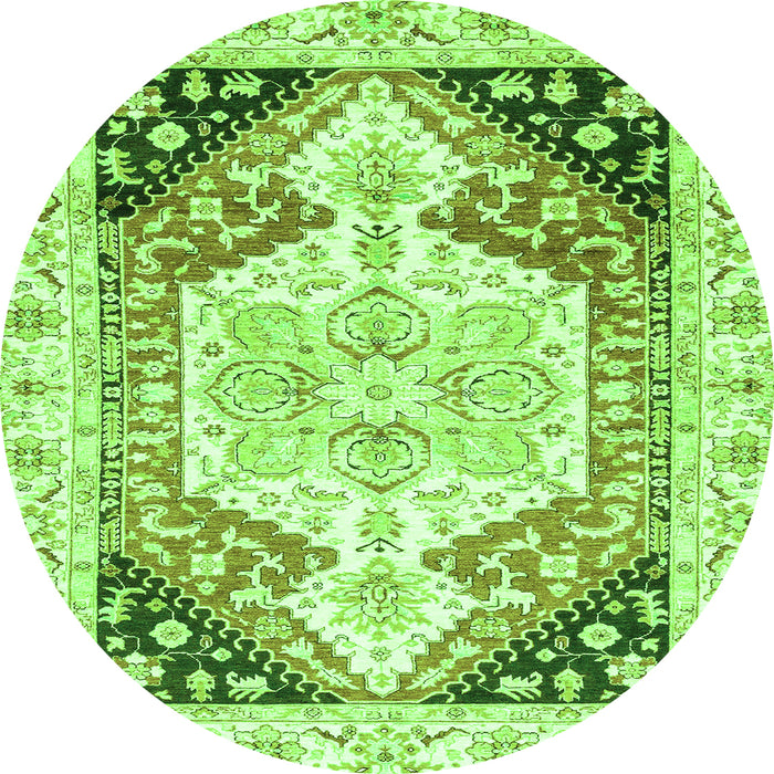 Round Abstract Green Modern Rug, abs3295grn
