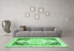 Machine Washable Abstract Emerald Green Modern Area Rugs in a Living Room,, wshabs3295emgrn