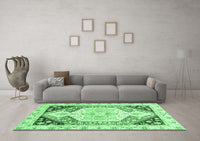 Machine Washable Abstract Emerald Green Modern Rug, wshabs3295emgrn