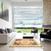 Square Machine Washable Abstract Chocolate Brown Rug in a Living Room, wshabs3295