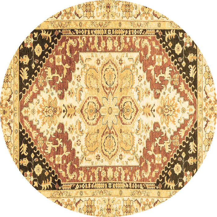 Round Abstract Brown Modern Rug, abs3295brn