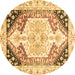 Round Abstract Brown Modern Rug, abs3295brn