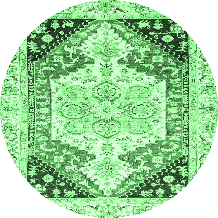 Round Abstract Emerald Green Modern Rug, abs3295emgrn