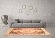 Machine Washable Abstract Orange Modern Area Rugs in a Living Room, wshabs3295org