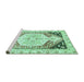 Sideview of Machine Washable Abstract Turquoise Modern Area Rugs, wshabs3295turq