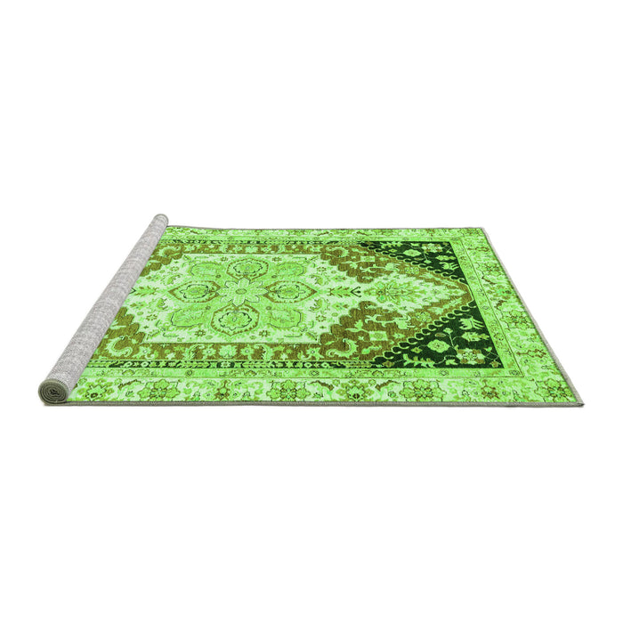 Sideview of Machine Washable Abstract Green Modern Area Rugs, wshabs3295grn