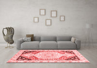 Machine Washable Abstract Red Modern Rug, wshabs3295red