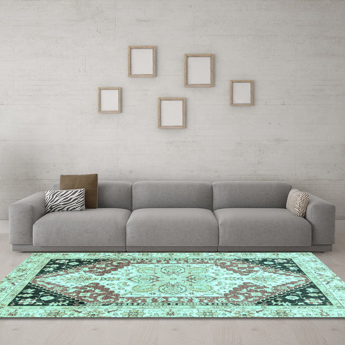 Machine Washable Abstract Light Blue Modern Rug in a Living Room, wshabs3295lblu