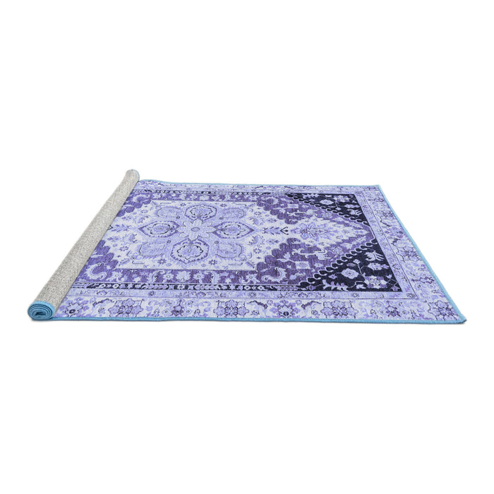 Sideview of Machine Washable Abstract Blue Modern Rug, wshabs3295blu