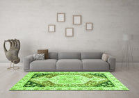 Machine Washable Abstract Green Modern Rug, wshabs3295grn