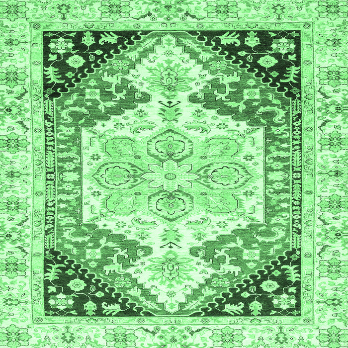 Square Machine Washable Abstract Emerald Green Modern Area Rugs, wshabs3295emgrn