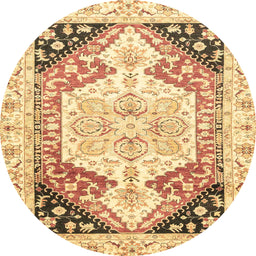 Round Machine Washable Abstract Chocolate Brown Rug, wshabs3295