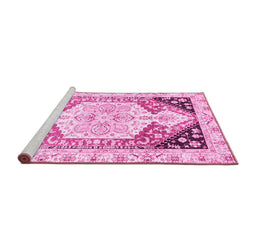 Sideview of Machine Washable Abstract Pink Modern Rug, wshabs3295pnk