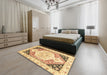 Abstract Chocolate Brown Modern Rug in a Bedroom, abs3295