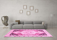 Machine Washable Abstract Pink Modern Rug, wshabs3295pnk