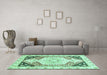 Machine Washable Abstract Turquoise Modern Area Rugs in a Living Room,, wshabs3295turq