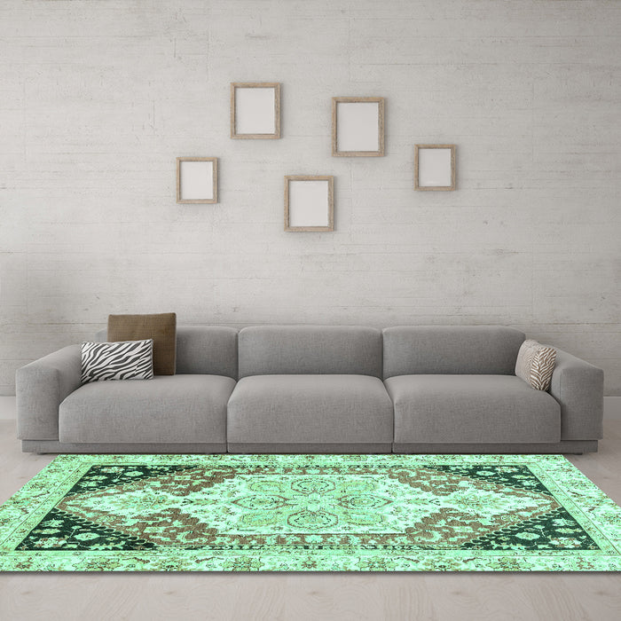 Machine Washable Abstract Turquoise Modern Area Rugs in a Living Room,, wshabs3295turq