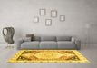 Machine Washable Abstract Yellow Modern Rug in a Living Room, wshabs3295yw