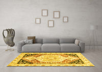 Machine Washable Abstract Yellow Modern Rug, wshabs3295yw