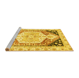 Sideview of Machine Washable Abstract Yellow Modern Rug, wshabs3295yw