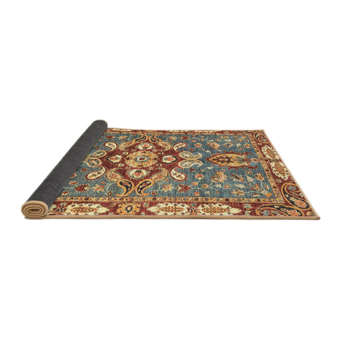 Sideview of Abstract Brown Red Geometric Rug, abs3296