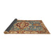 Sideview of Abstract Brown Red Geometric Rug, abs3296