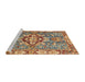 Sideview of Machine Washable Abstract Brown Red Rug, wshabs3296