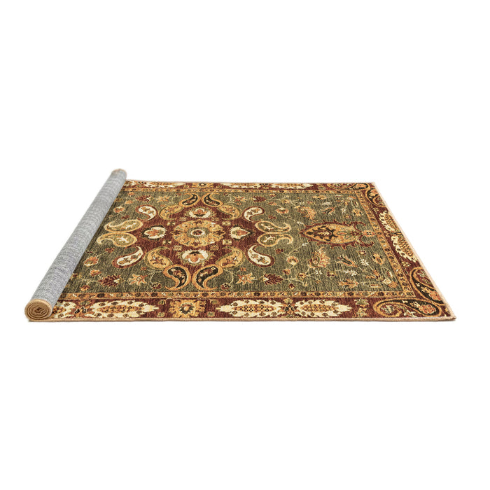 Sideview of Machine Washable Geometric Brown Traditional Rug, wshabs3296brn
