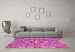 Machine Washable Geometric Pink Traditional Rug in a Living Room, wshabs3296pnk