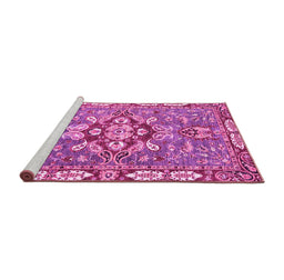 Sideview of Machine Washable Geometric Pink Traditional Rug, wshabs3296pnk