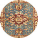 Round Machine Washable Abstract Brown Red Rug, wshabs3296