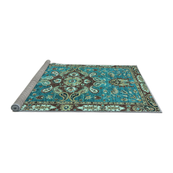 Sideview of Machine Washable Geometric Light Blue Traditional Rug, wshabs3296lblu