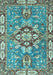 Machine Washable Geometric Light Blue Traditional Rug, wshabs3296lblu